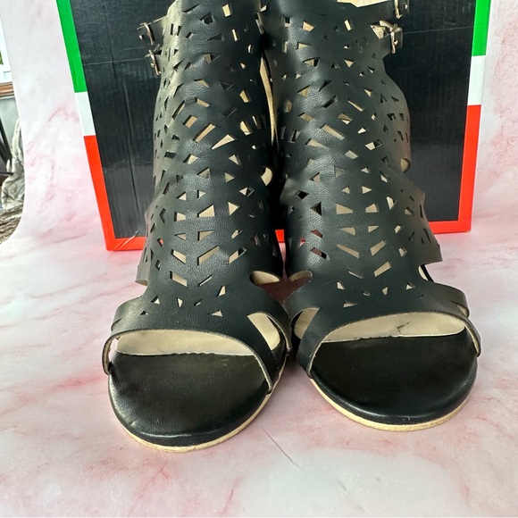 Bucco Katniss Black Wedge Heels Sz 9 - Picture 7 of 15